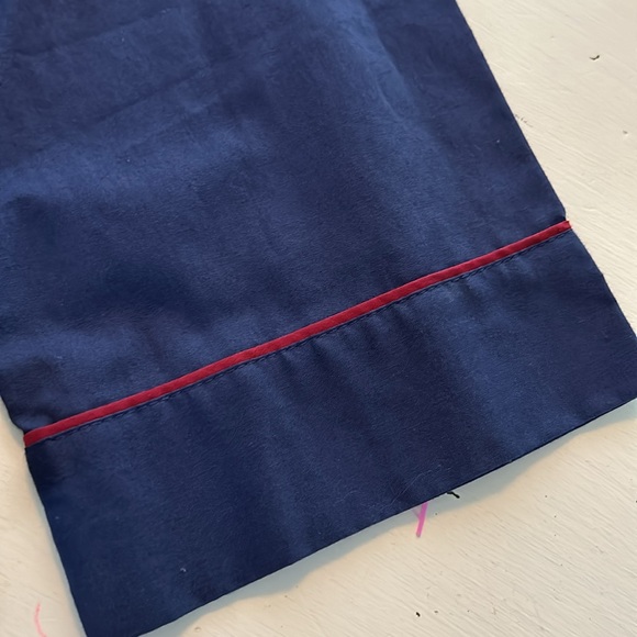 XL Men Puritan Navy Blue Pajama/Lounge Shirt Cotton/Polyester Contrast Piping - Picture 4 of 7